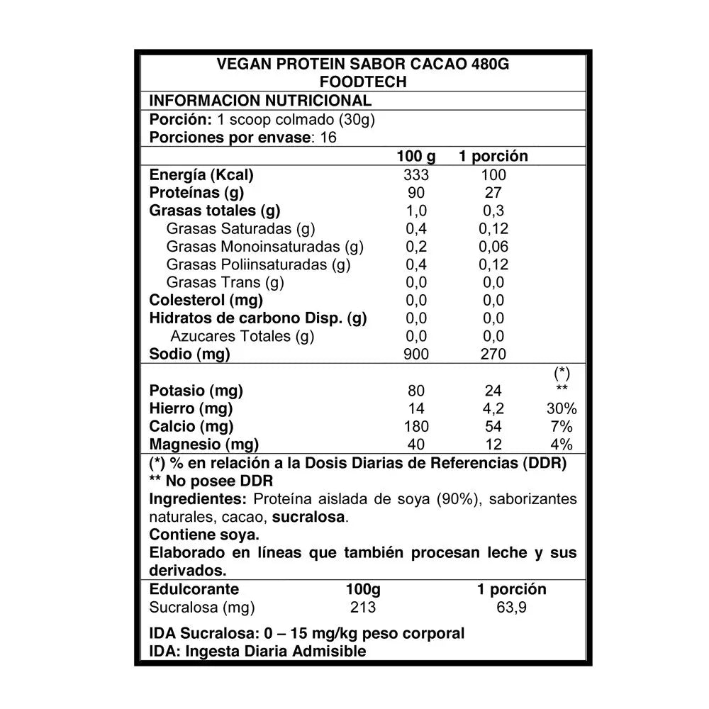 VEGAN PROTEIN CACAO 480 GRS