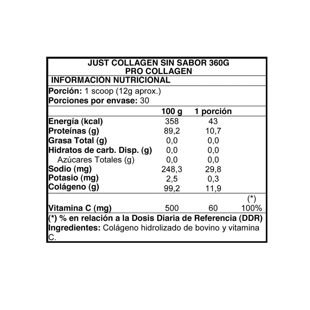 JUST COLLAGEN PRO COLLAGEN SIN SABOR 360 GRS